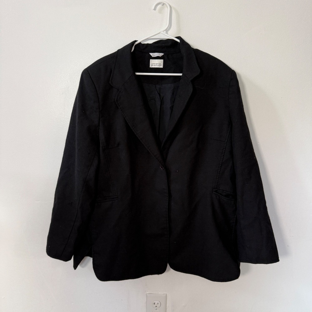 Deane & White Black Button Blazer Jacket Women's 100% wool size‎ 20